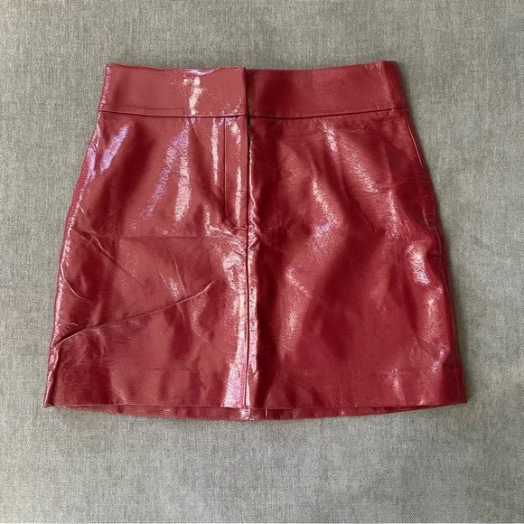 And Other Stories Patent Fitted Mini Skirt 8 Berry Pink - Picture 1 of 4